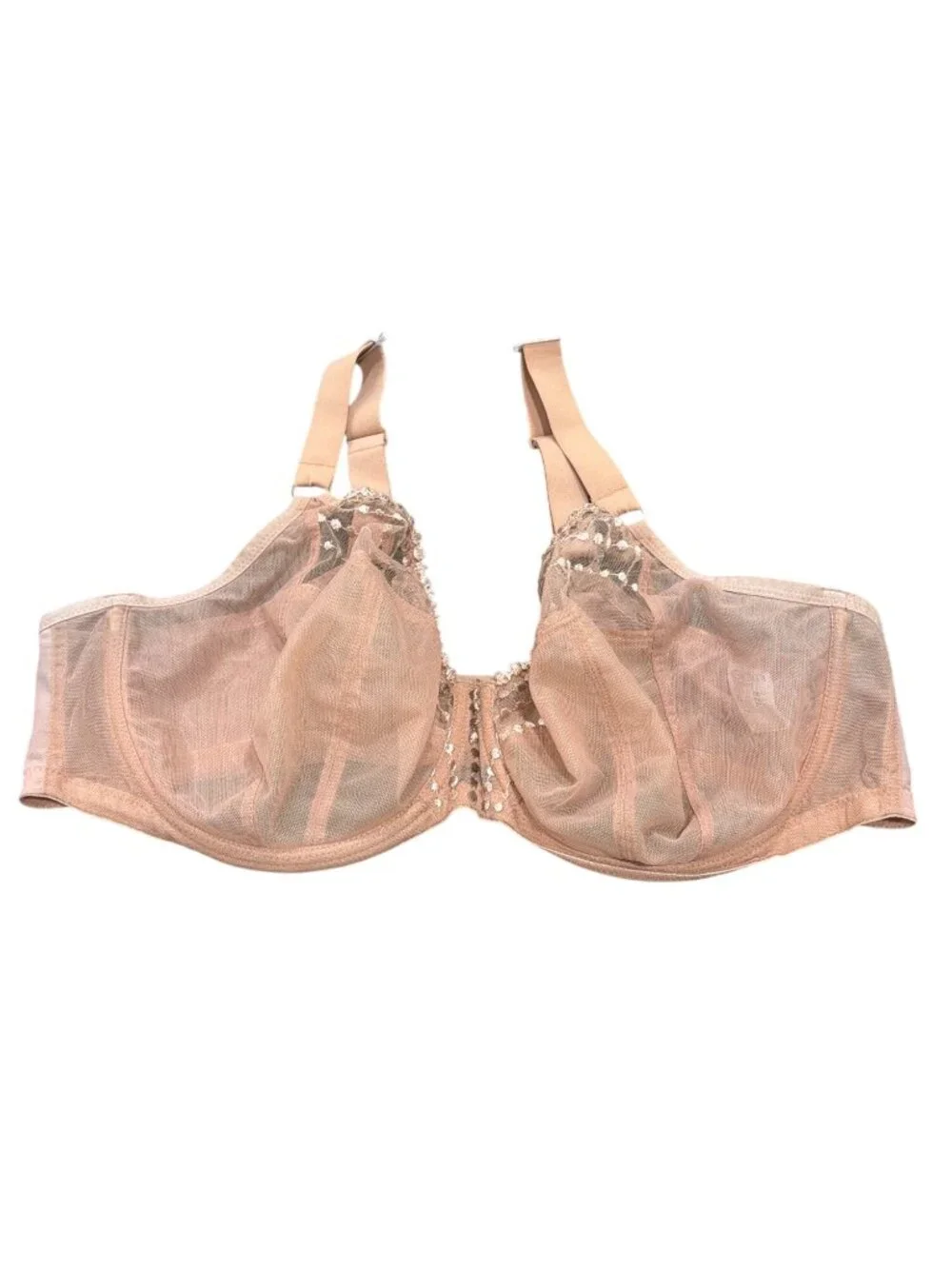 Elomi EL8900 Cafe Au Lait Sheer Underwire Bra With Lace Details US 40G
